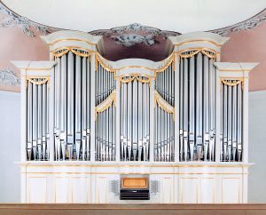 die Orgel in der Schlosskirche Bayreuth, Bayern, Deutschland