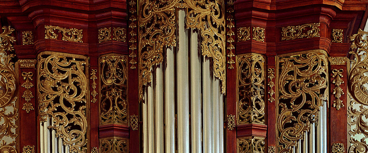 Prospektdetail der historischen Orgel in St. Bonifatius, Weißenohe, Deutschland