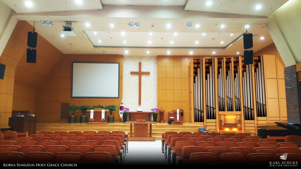 Entwurf für die zweimanualige Orgel in der Seungeun Church in Seoul, Korea