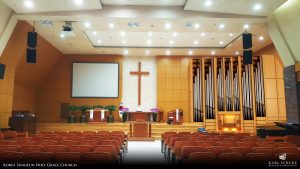 Entwurf für die 2 manualige Orgel in der Seungeun Church in Seoul, Korea