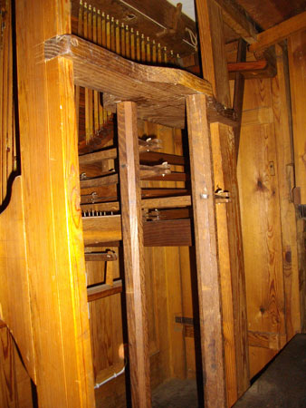 Mechanik der Wagner Orgel von 1739 in Schönwalde Glien, Brandenburg, Deutschland